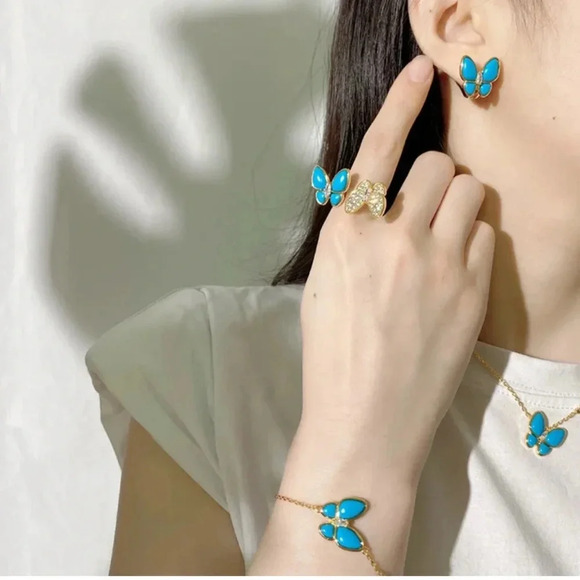 Butterfly Sterling Silver Turquoise Bracelet - Picture 9 of 16